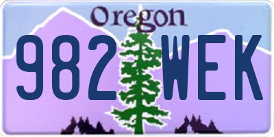 OR license plate 982WEK