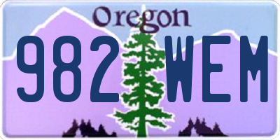 OR license plate 982WEM