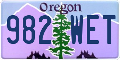 OR license plate 982WET