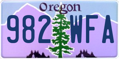 OR license plate 982WFA