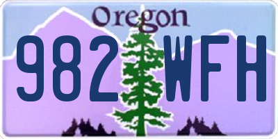 OR license plate 982WFH