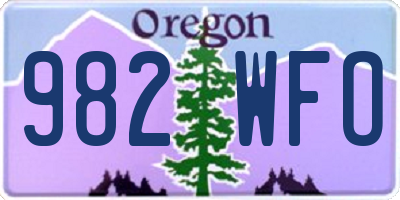 OR license plate 982WFO