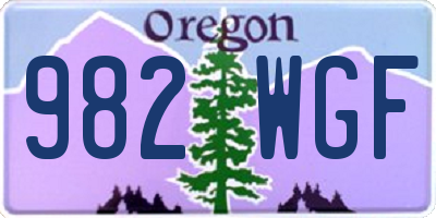 OR license plate 982WGF