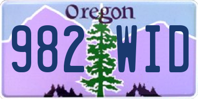 OR license plate 982WID