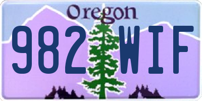 OR license plate 982WIF