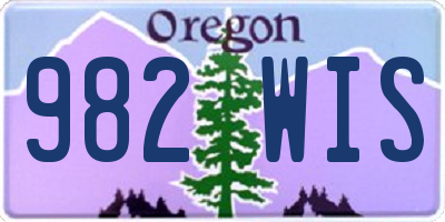 OR license plate 982WIS