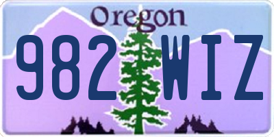 OR license plate 982WIZ