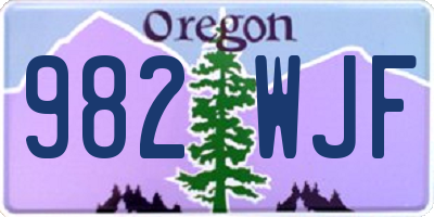 OR license plate 982WJF