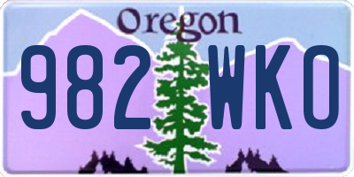 OR license plate 982WKO