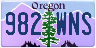 OR license plate 982WNS