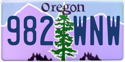 OR license plate 982WNW