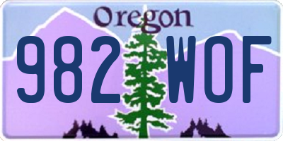 OR license plate 982WOF