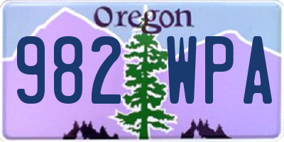 OR license plate 982WPA