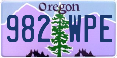 OR license plate 982WPE