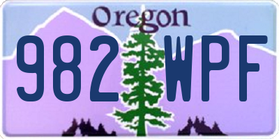 OR license plate 982WPF
