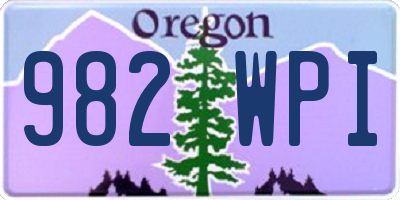 OR license plate 982WPI
