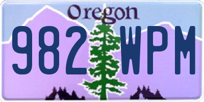 OR license plate 982WPM