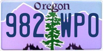 OR license plate 982WPO