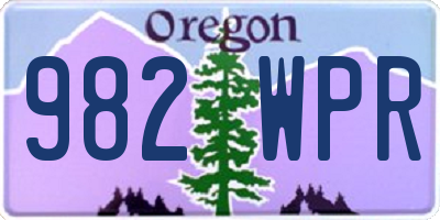 OR license plate 982WPR