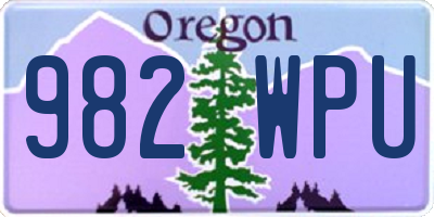 OR license plate 982WPU