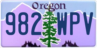 OR license plate 982WPV