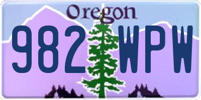 OR license plate 982WPW