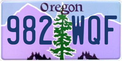 OR license plate 982WQF