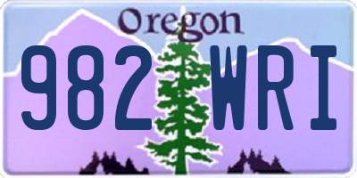 OR license plate 982WRI