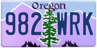 OR license plate 982WRK