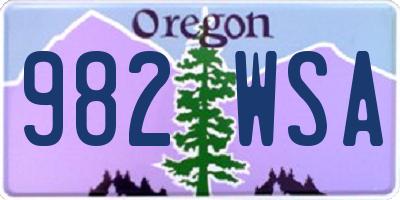 OR license plate 982WSA