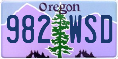 OR license plate 982WSD