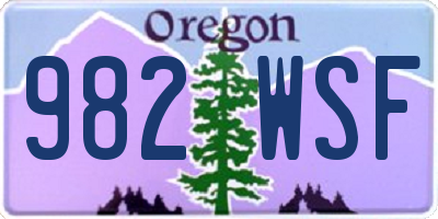 OR license plate 982WSF