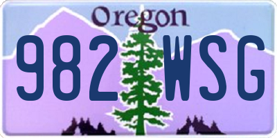OR license plate 982WSG