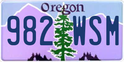 OR license plate 982WSM
