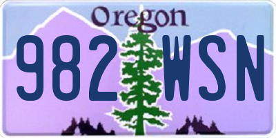 OR license plate 982WSN