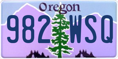 OR license plate 982WSQ