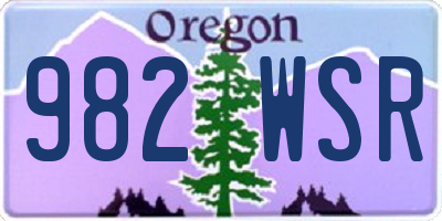 OR license plate 982WSR