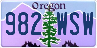 OR license plate 982WSW