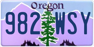 OR license plate 982WSY