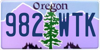 OR license plate 982WTK