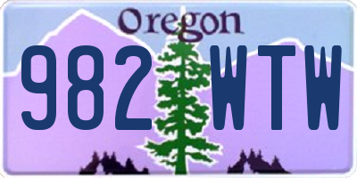 OR license plate 982WTW