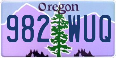 OR license plate 982WUQ