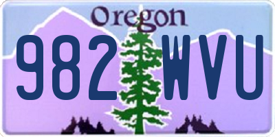 OR license plate 982WVU