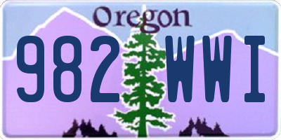 OR license plate 982WWI