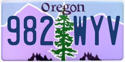 OR license plate 982WYV