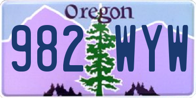 OR license plate 982WYW