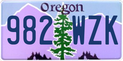 OR license plate 982WZK