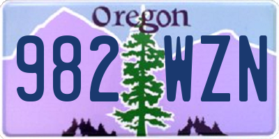 OR license plate 982WZN