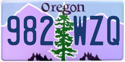 OR license plate 982WZQ