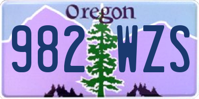 OR license plate 982WZS